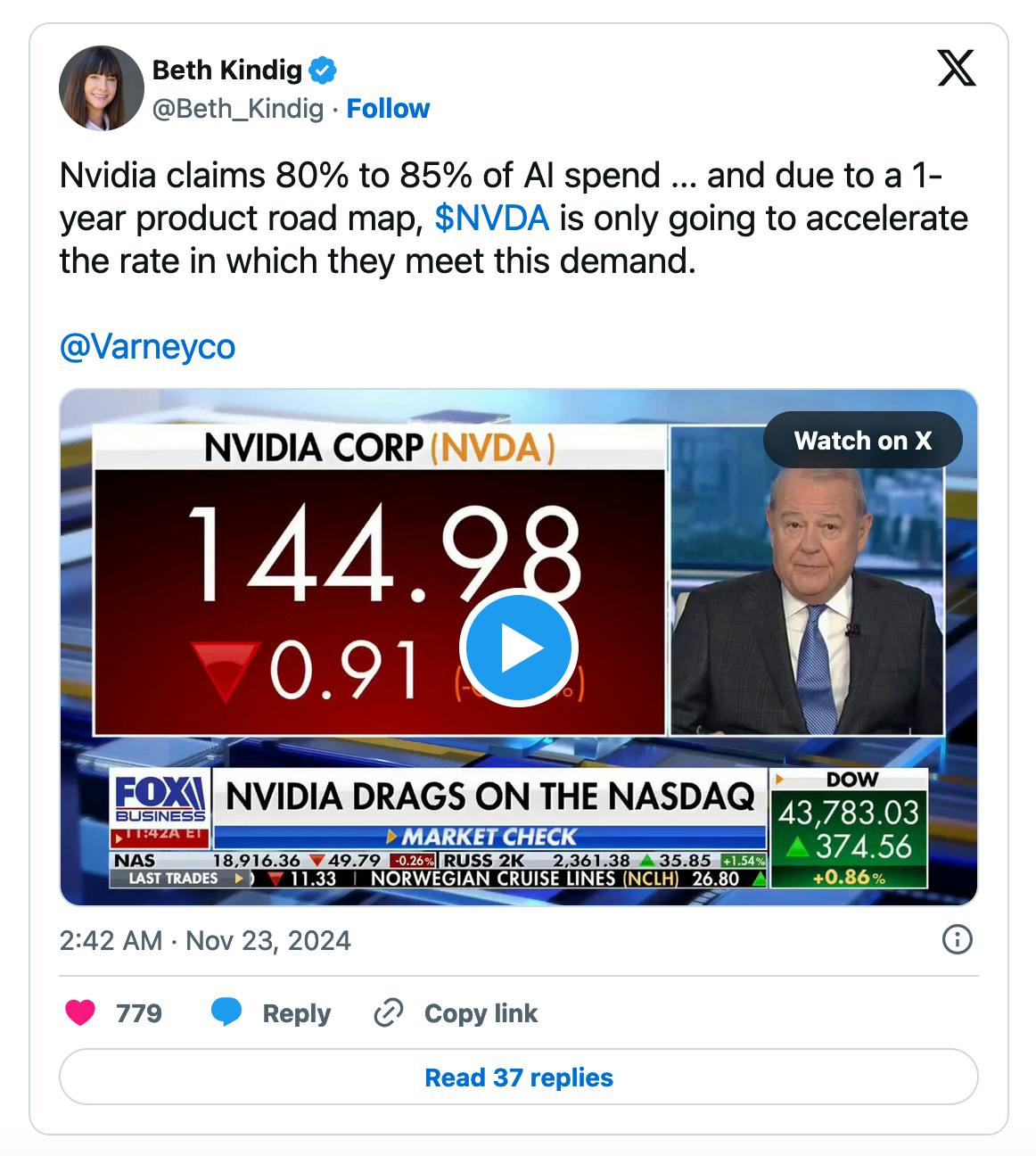Beth Kindig's Tweet on Nvidia